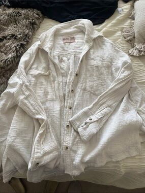 We The Free White Gauze Button-Down Shirt